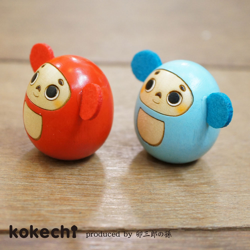 チェブラーシカ たまご こけし 赤  水色