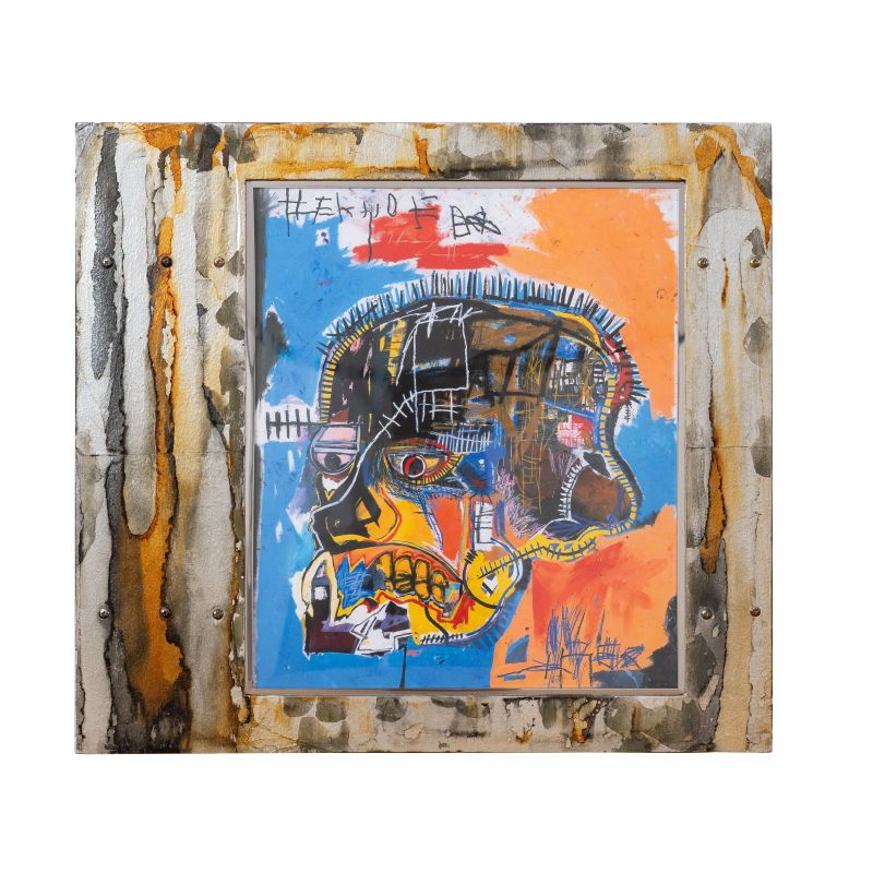 【正規複製ポスター使用】バスキア バスキアの頭蓋骨 縦450x横500mm 創作額縁 Jean-Michel Basquiat Untitled (Basquiat Skull)　アー..