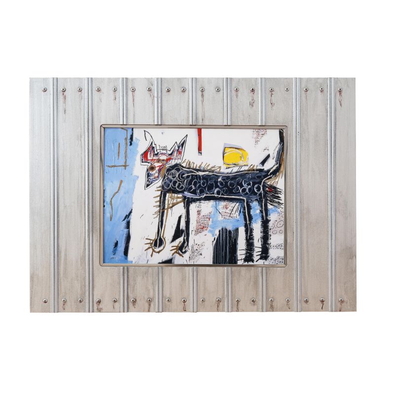 【正規複製ポスター使用】バスキア パートウルフ 縦406x横566mm 創作額縁 Jean-Michel Basquiat Part Wolfアートフレーム オリジナル額縁 アンティーク ストリートアーティスト 1