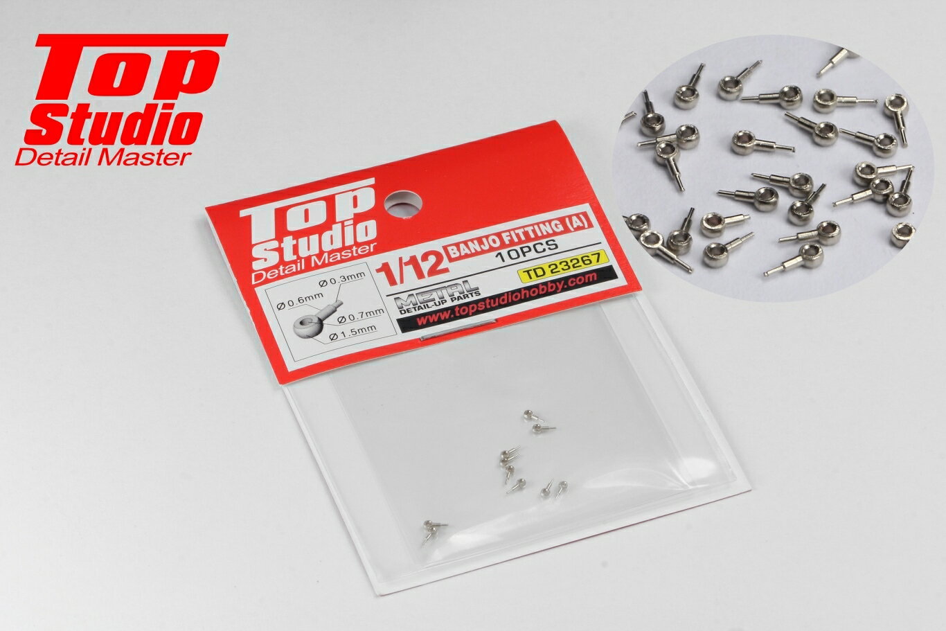 トップスタジオ TOP STUDIO 1/12 バイク模型用 バンジョー フィッテイング メタル製 ブレーキ廻り 10個入り (BanjoFitting) 全3色 バンジョー フィッテイング