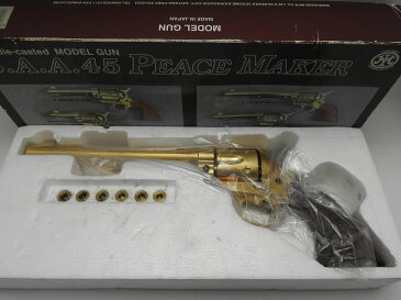 【中古】マルシン MARUSHIN モデルガン SAA45 キャバルリー 7-1/2インチ 発火式 リボルバー 木製グリップ カートリッジ6発付 SMG 22Kメッキ 美品 (marushinsaa45cava)