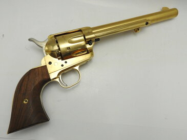 【中古】マルシン MARUSHIN モデルガン SAA45 キャバルリー 7-1/2インチ 発火式 リボルバー 木製グリップ カートリッジ6発付 SMG 22Kメッキ 美品 (marushinsaa45cava)