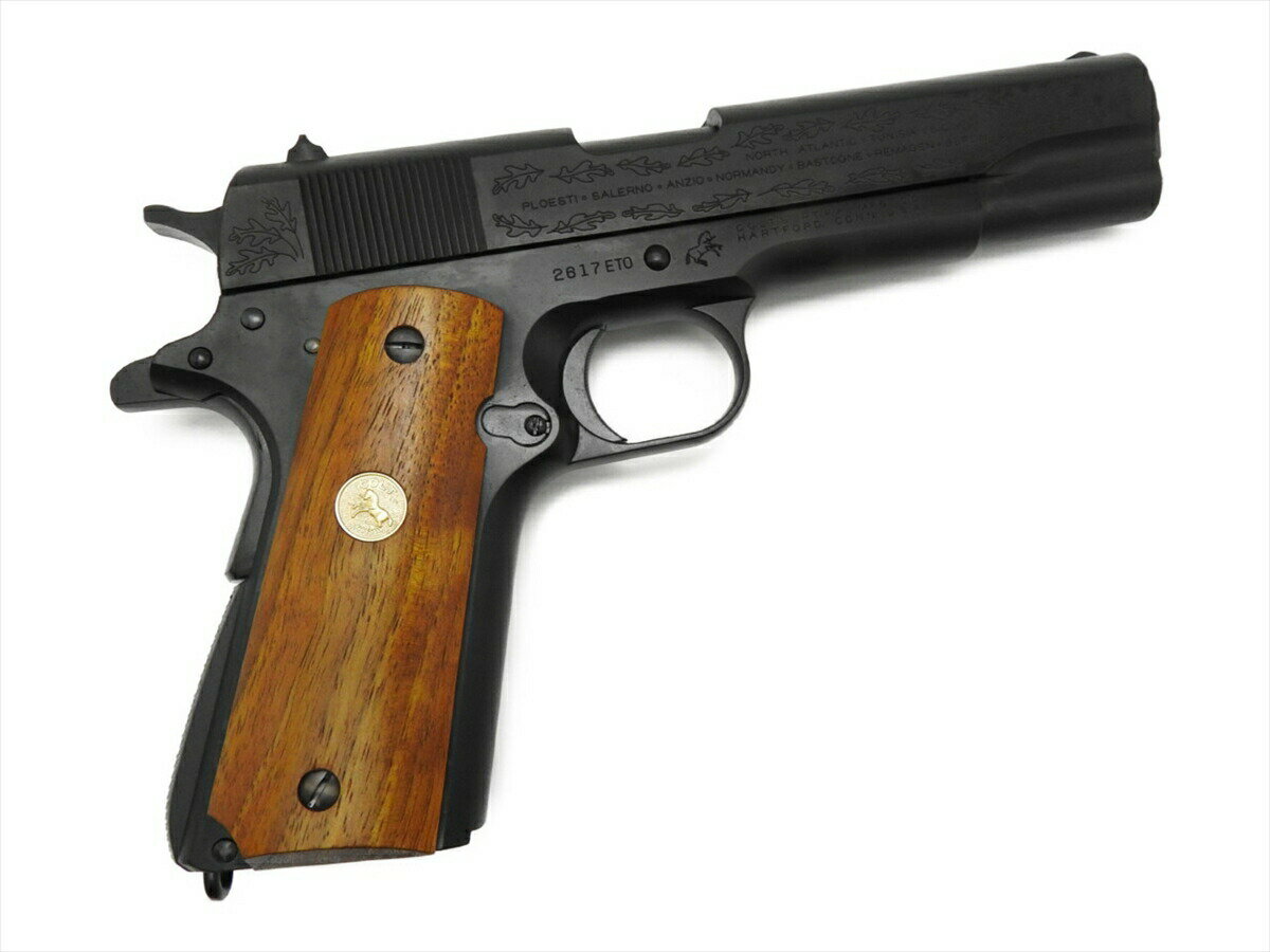 Mule CAW コルト M1911A1 ヨーロッパ戦線記念 モデル ガバメント ブラック ダミーカート式 モデルガン 木製グリップ…