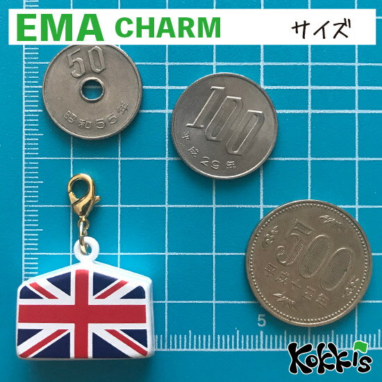 カナダ 国旗 絵馬鈴チャームストラップ　　（ 世界の 国旗 ・ 選べる 根付け紐 ストラップ付き)