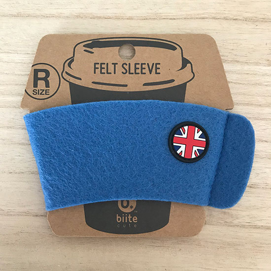 【biite/ビッテ】 Felt Sleeve (R) イギリス　（テイクアウト・ドリンク用カップスリーブ　レギュラーサイズ）　 　　UK ユニオンジャック ユニオンフラッグ　英国　U.K. イギリスの国旗　 カップカバー　フェルト　