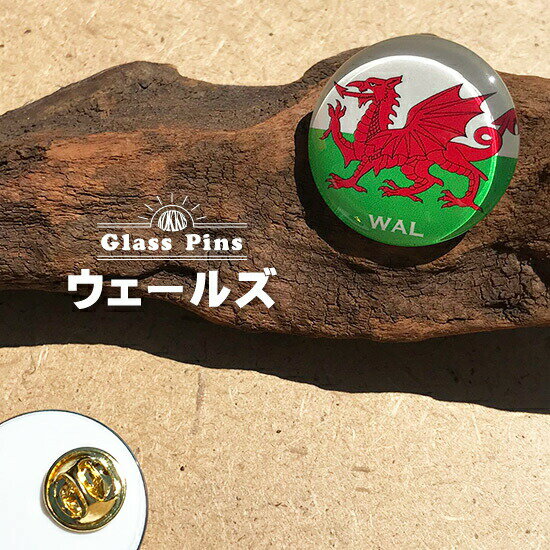 樂天商城 - ウェールズ　 ガラス ピンズ 　 ( 世界の 国旗 ガラス製 ピン バッジ バッチ バッヂ )
