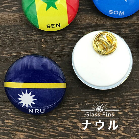 ナウル 国旗 ガラス ピンズ 　 ( 世界の 国旗 ガラス製 ピン バッジ バッチ バッヂ )