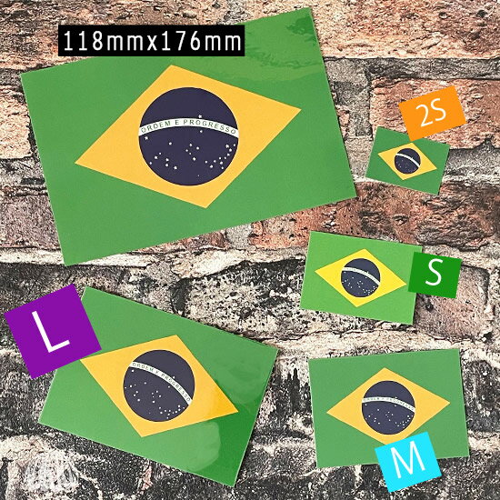 ブラジル (S) 国旗 ステッカー 　　世界の 国旗 ・ 屋外 耐候 シール　　　( 防水 耐水 UV / 海外 旅行 スーツケース / ラグビー サッカー スポーツ 代表 観戦 応援 )　