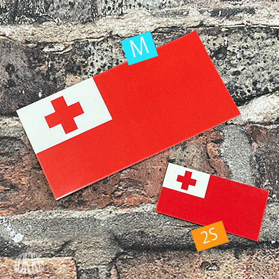 トンガ　(2S) 国旗 ステッカー　　　（ 屋外 耐候 ・ 防水 シール ・ トンガ 代表 ・ ラグビー 観戦 応援 グッズ ）　　