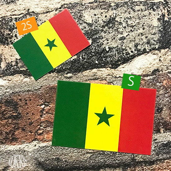 セネガル (2S) 国旗 ステッカー 　　世界の 国旗 ・ 屋外 耐候 シール　　　( 防水 耐水 UV / 海外 旅行 スーツケース )　