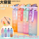 【洗浄道具付】ウォーターボトル 1リットル 大容量 ストロー 水 ボトル スポーツボトル ウォーター ボトル 直飲み タンブラー 水筒 1リットル 時間 目盛り...