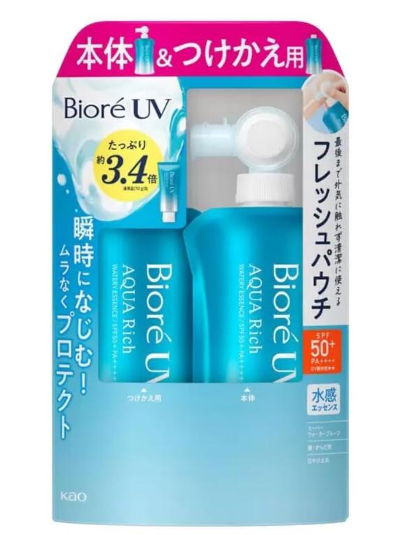 樂天商城 - ビオレUV アクアリッチ ウォータリーエッセンス, 本体120g + 詰め替え用120g, 2個セット