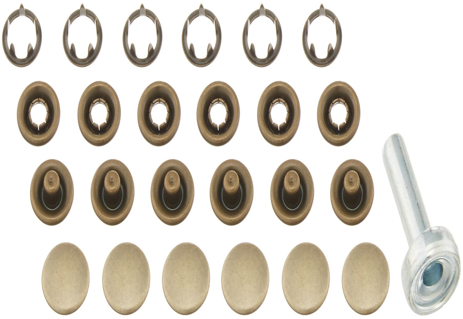 Clover ホック釦 打具付き 12mm 6組入り アンティックゴールド 26-559