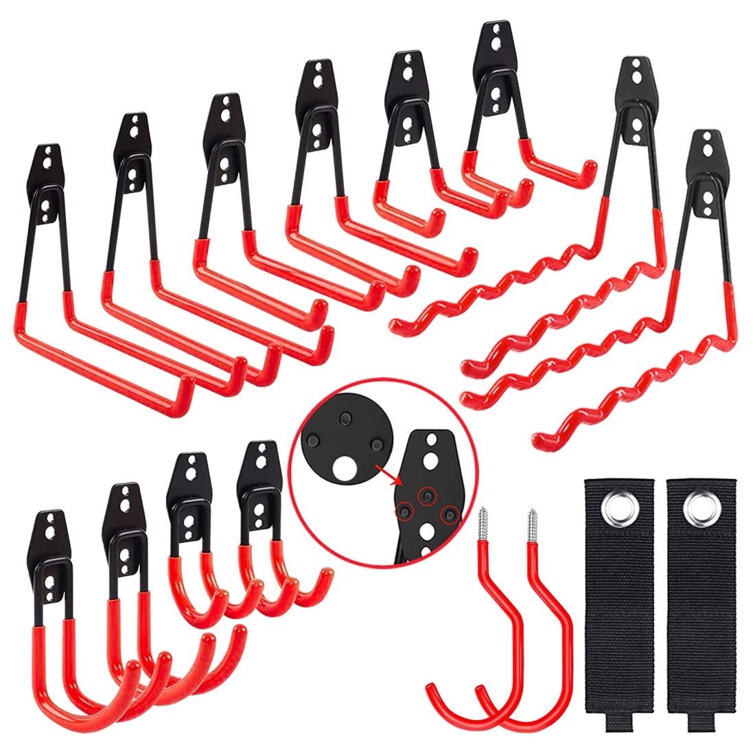 ガレージフック ツールフック 16個セット ガレージ 収納 工具 壁掛け 3つの溶接点でもっと強力頑丈 更..