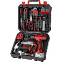 【8V電動ドリル付き】 工具セット 126点組 ピンク ホームツールセット 家庭用 ツールセット 日曜大工 DIYセット 作業工具セット 家具の組み立て 住まい...