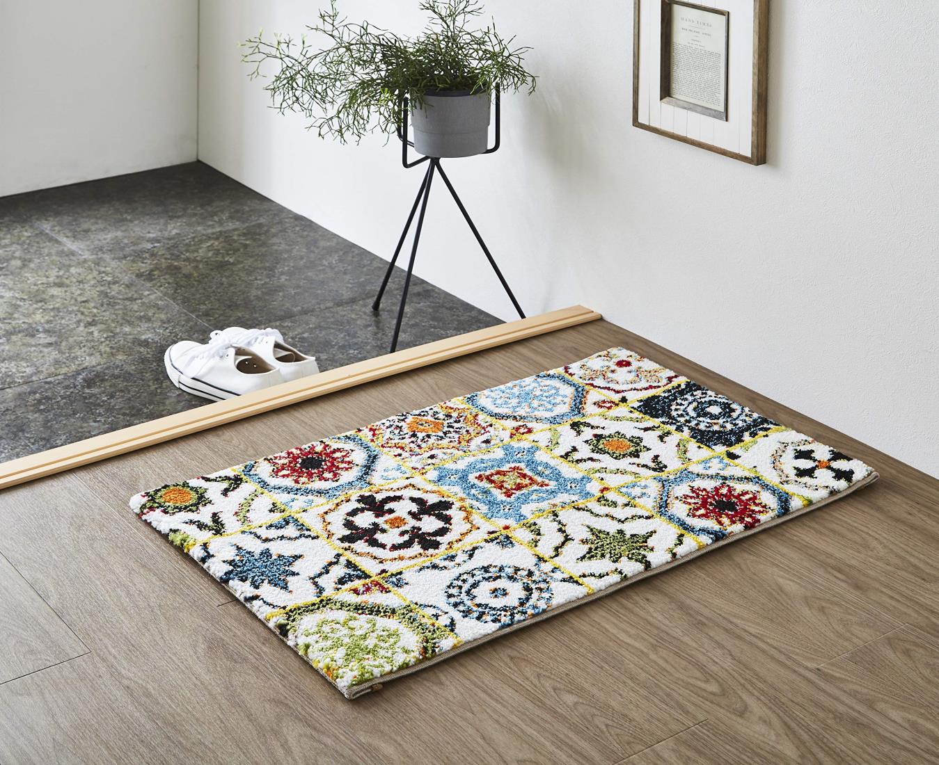 イケヒコ 玄関 選べる マット ラグ ウィルトン 単品 ダンテ アイボリー 約50×80cm 厚み 約15mm トルコ製 へたりにくい 耐久性 弾力性 抗菌防臭 消臭 アラベスク模様 エ レガ ン ト 洗濯不可 おしゃれ ふわふわ #1310960011701