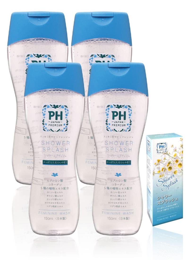 デリケートゾーン専用ソープ PH-JAPAN-PREMIUM フェミニンウォッシュ (150ミリリットル (x 4), シャワースプラッシュ)