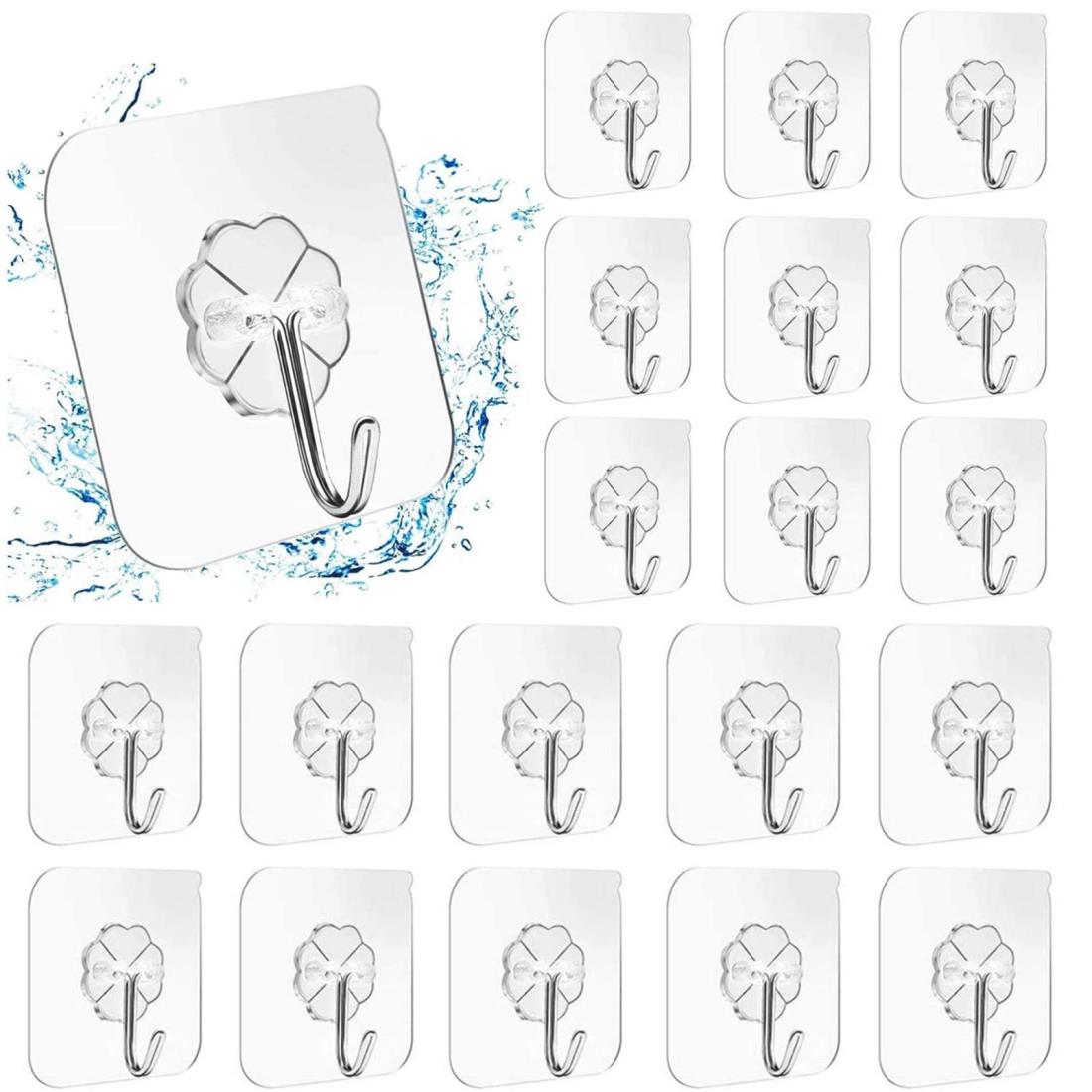 YFFSFDC 壁掛けフック 10枚セット 耐荷重20KG 工事不要 透明フック 粘着フック 強力フック 壁フック 傷つけない 貼り付け跡なし 穴開けない 防水...