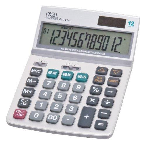 サイズ：Mサイズ◆商品名：ナカバヤシ 電卓 12桁 M ECD-2112S本体寸法:W123×D31×H178mm本体重量:169g材質:本体、キー/ABS樹脂機能:12桁表示/税計算/早打ち対応/2つの電源内蔵電池:【L1154】又は【LR44】等の同規格品1個使用パッケージ形状:ブリスターパックオートリプレーキーで計算内容のチェックが可能。計算内容を自動保存、修正もできる。オートリプレイ機能オートリプレイキーを押すと今までの計算内容を自動で再生します。( 最大120 ステップ保存)税率変更可能1設定キーを押す。2設定したい税率の数字キーを押す。3税込みキーを押して完了チルト機能液晶画面部分の角度を無段階に調整可能。見やすい角度で作業ができます。税計算機能税込み、税抜きの計算や税額の確認等ができます。2 つの電池太陽電池とボタン電池を併用することにより低照度時でも使用することができます。メモリーキー計算結果を記憶し、メモリー内で加減計算ができます。早撃ち対応先に押したキーを離す前に次のキーを押しても入力を受けつけ、素早い入力に対応できます。右シフトキー打ち間違いをしたとき、1桁ずつ訂正できます。パーセントキー割合や比率等などのパーセント計算を行えます。●製品外寸・重量 : W123×D31×H178mm・約169g●材質 : フロントパネル/スチール、本体、キー/ABS樹脂●ボタン形電池規格 : LR44