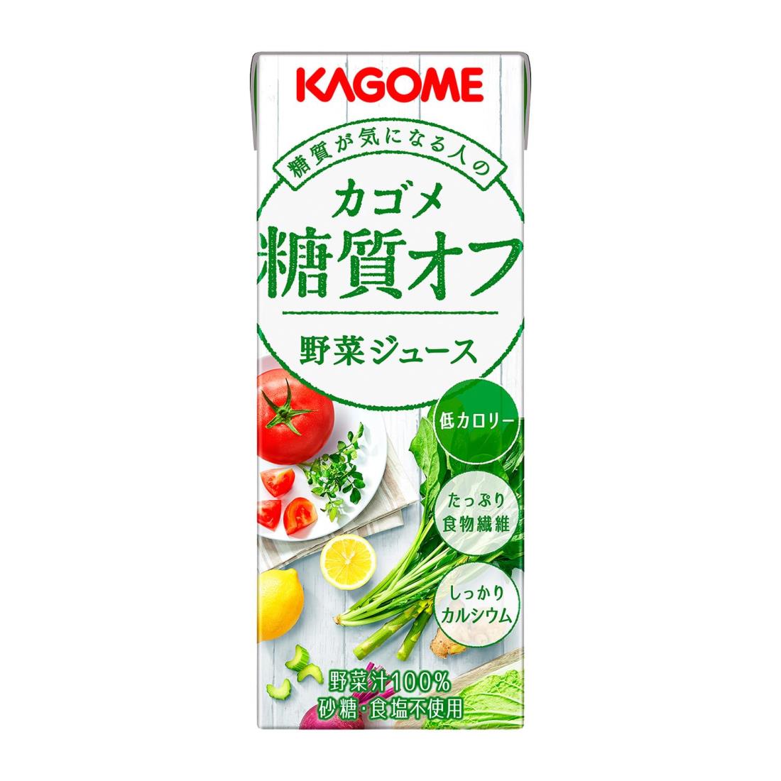 サイズ：200ミリリットル (x 24)◆商品名：カゴメ 野菜ジュース 糖質オフ 200ml×24本 パック内容量:200ml×24本カロリー:21kcal/1本200mlあたり食塩・砂糖・保存料無添加容器の種類: 紙パック原材料:野菜（はくさい（チリ）、セロリ、トマト、ほうれん草、赤じそ、しょうが、ケール、アスパラガス、クレソン、パセリ、かぼちゃ、レタス、キャベツ、ビート、だいこん、たまねぎ）、レモン果汁／香料、香辛料商品サイズ(高さx奥行x幅):124mmx348mmx159mm原産国: 日本野菜由来の食物繊維・カルシウムが手軽に摂れる野菜汁100%ジュースです。商品紹介2014年8月26日発売糖質が気になる人が安心して飲める、糖質を抑えた野菜ジュースです。白菜等の葉野菜をしっかり配合し、糖質量を抑えました。不足しがちな野菜が手軽に摂れる野菜100%ジュースです。食塩・砂糖・保存料無添加。栄養強化を目的とした添加物は使用しておりません。食物繊維たっぷりで、低カロリー。原材料・成分野菜（はくさい（チリ）、セロリ、トマト、ほうれん草、赤じそ、しょうが、ケール、アスパラガス、クレソン、パセリ、かぼちゃ、レタス、キャベツ、ビート、だいこん、たまねぎ）、レモン果汁／香料、香辛料安全警告●野菜の成分が沈殿することがありますが、品質には問題ありません。　●中身が膨張し、容器が破損する場合がありますので、容器ごと温めたり、凍らせたりしないでください。　●無菌充填の完全密封包装ですから、未開封の場合は常温で保存できます。　●開封後は、すぐにお飲みください。