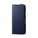 エレコム i Phone 14 Plus ケース カバー 手帳型 薄型 軽量 耐衝撃 マグネット開閉 カードポケット付き ネイビー PM-A22BPLFUNV(2)