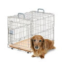 アイリスオーヤマ 犬 猫 ケージ 折りたたみ シルバー/ブラウン 小型犬用 幅46×奥行63×高さ50cm