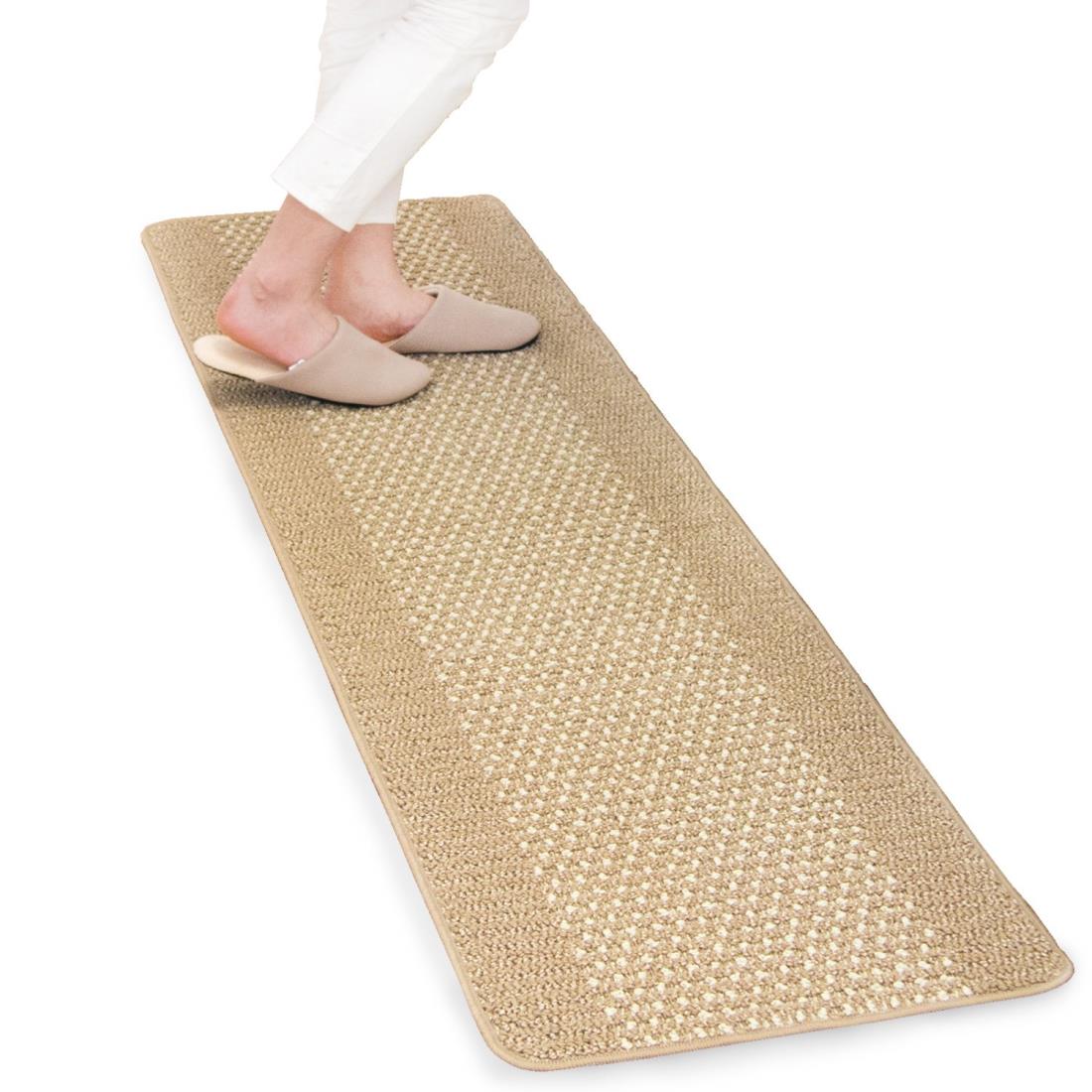 オカ(OKA) 優踏生洗いやすい キッチンマット 約45cm×180cm ベージュ ( 洗える 軽量 滑り止め クッション )