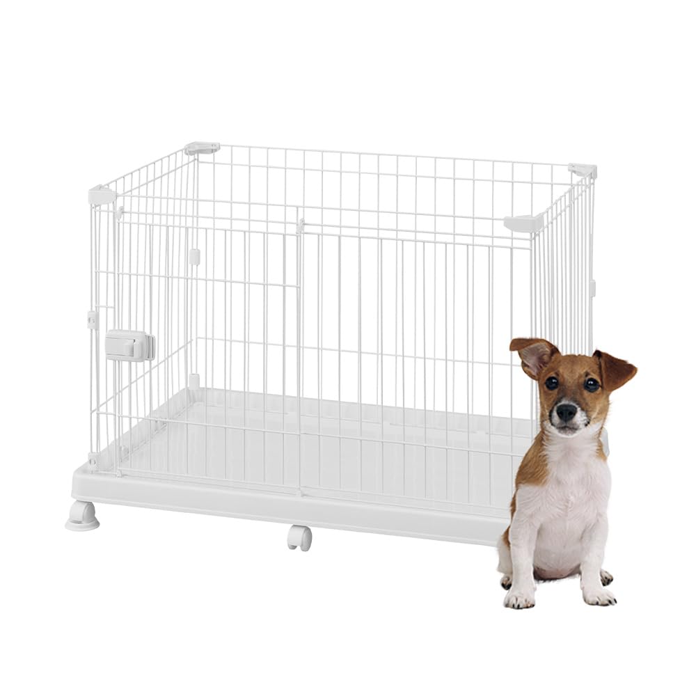 アイリスオーヤマ 犬 サークル システムサークルトレー付き STS-600TN ホワイト 小型犬用 幅93×奥行63×..