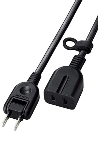 エレコム 電源タップ 延長コード 2m ほこり防止シャッター付き 極性対応 3ピンプラグ接続可能 ブラック スイングプラグ T-X01-2120BK