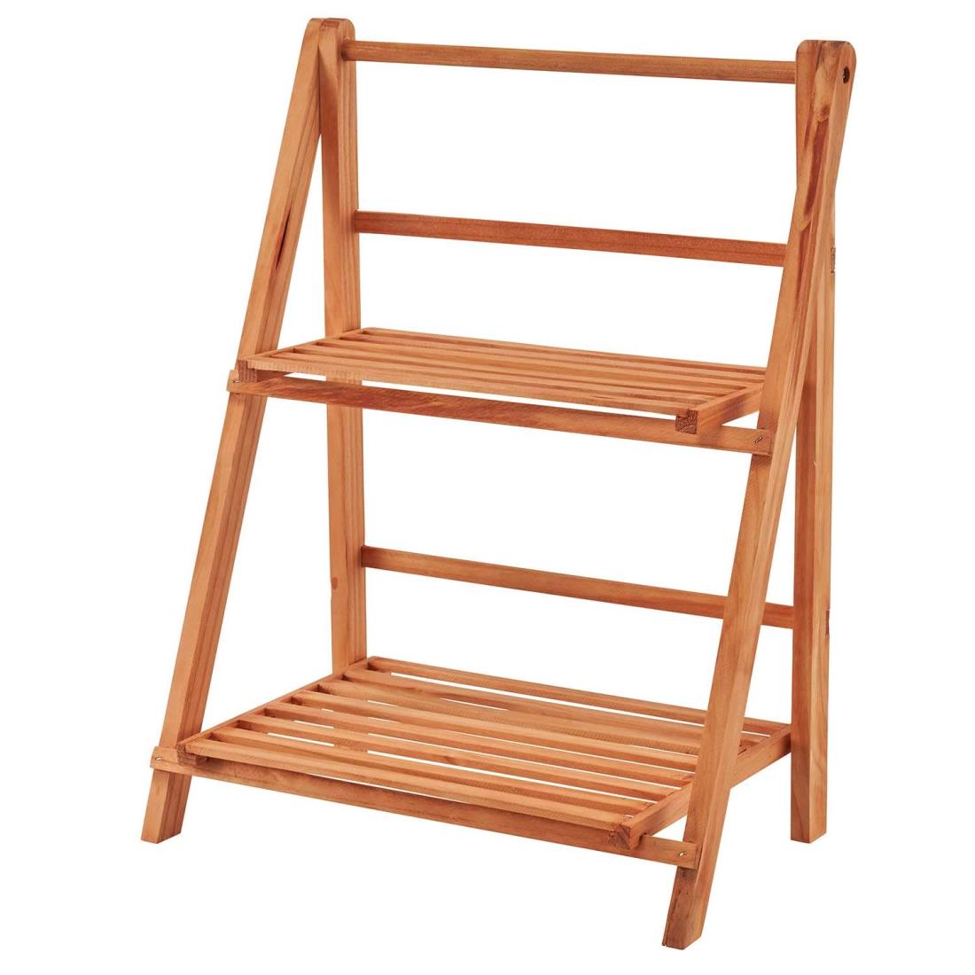 ベストコ 収納 木製 インテリア ラック トライアングル ラック 2段 ライトブラウン ND-6944 ハンディ