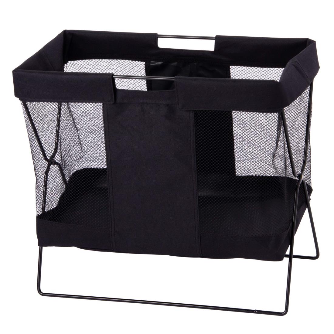 ストリックスデザイン 荷物置き 折り畳み メッシュバッグ 大 ブラック 折りたためる コンパクトに収納..