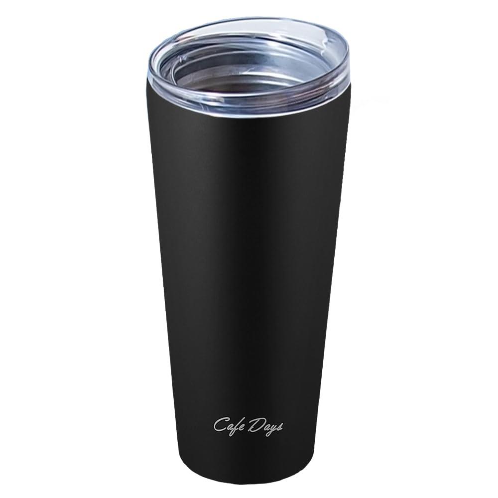 アイリスオーヤマ 【ドリンクホルダー対応!】 タンブラー ふた付き 470ml ブラック 残量が分かるクリア..