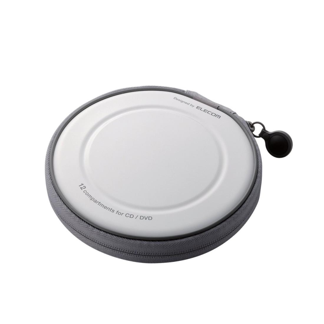 エレコム D V D CDケース セミハード ファスナー付 12枚収納 ホワイト CCD-H12WH