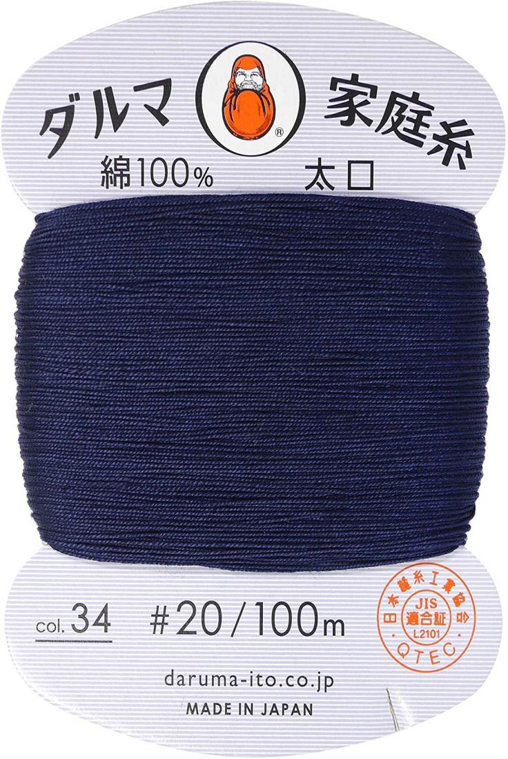横田(Yokota) 手縫い糸 糸 太口 #20 100m Col.34 紺
