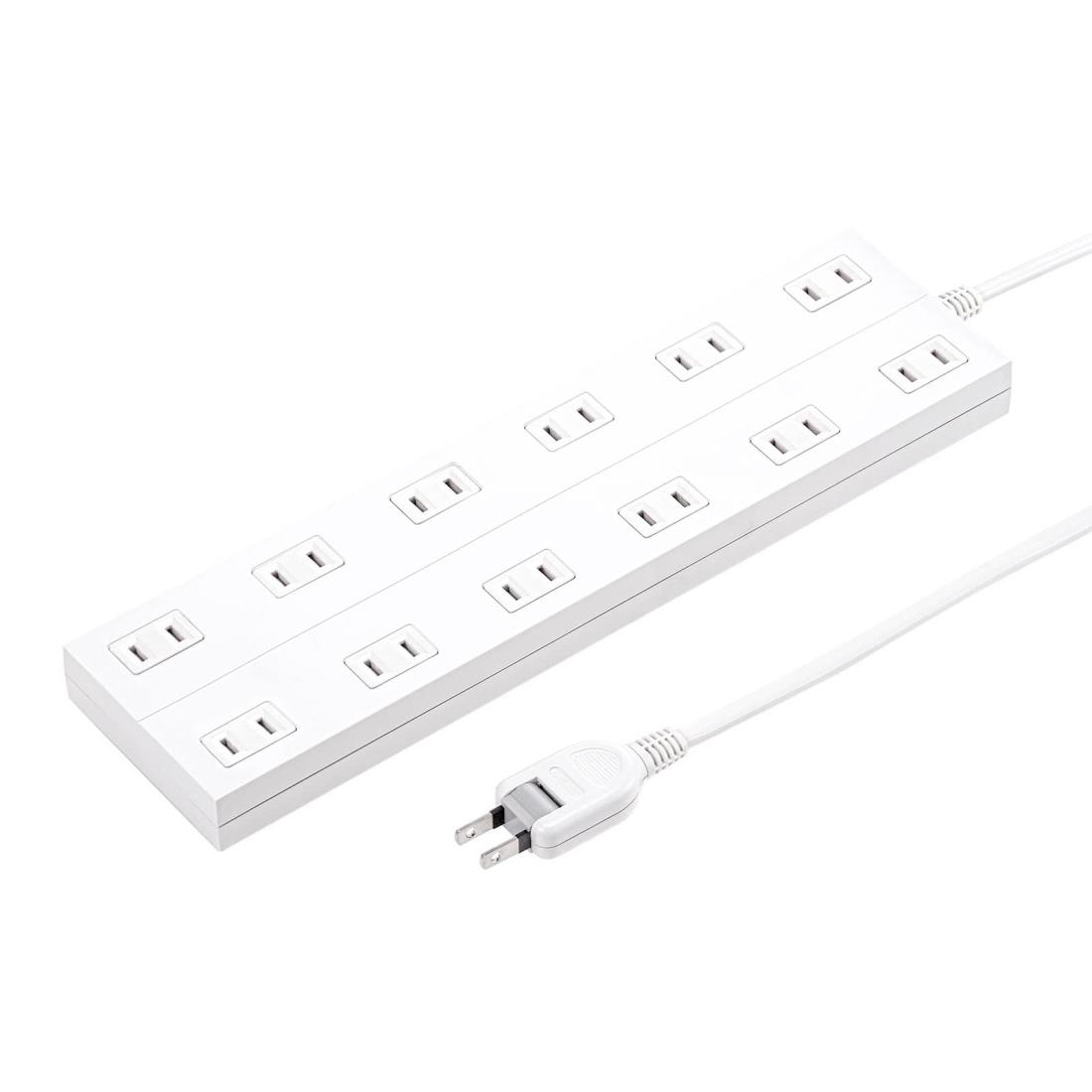 サンワサプライ(Sanwa Supply) 電源タップ 12個口・2P・3m 裏面マグネット ホコリ防止シャッター スイングプラグ ホワイト TAP-2312-3W