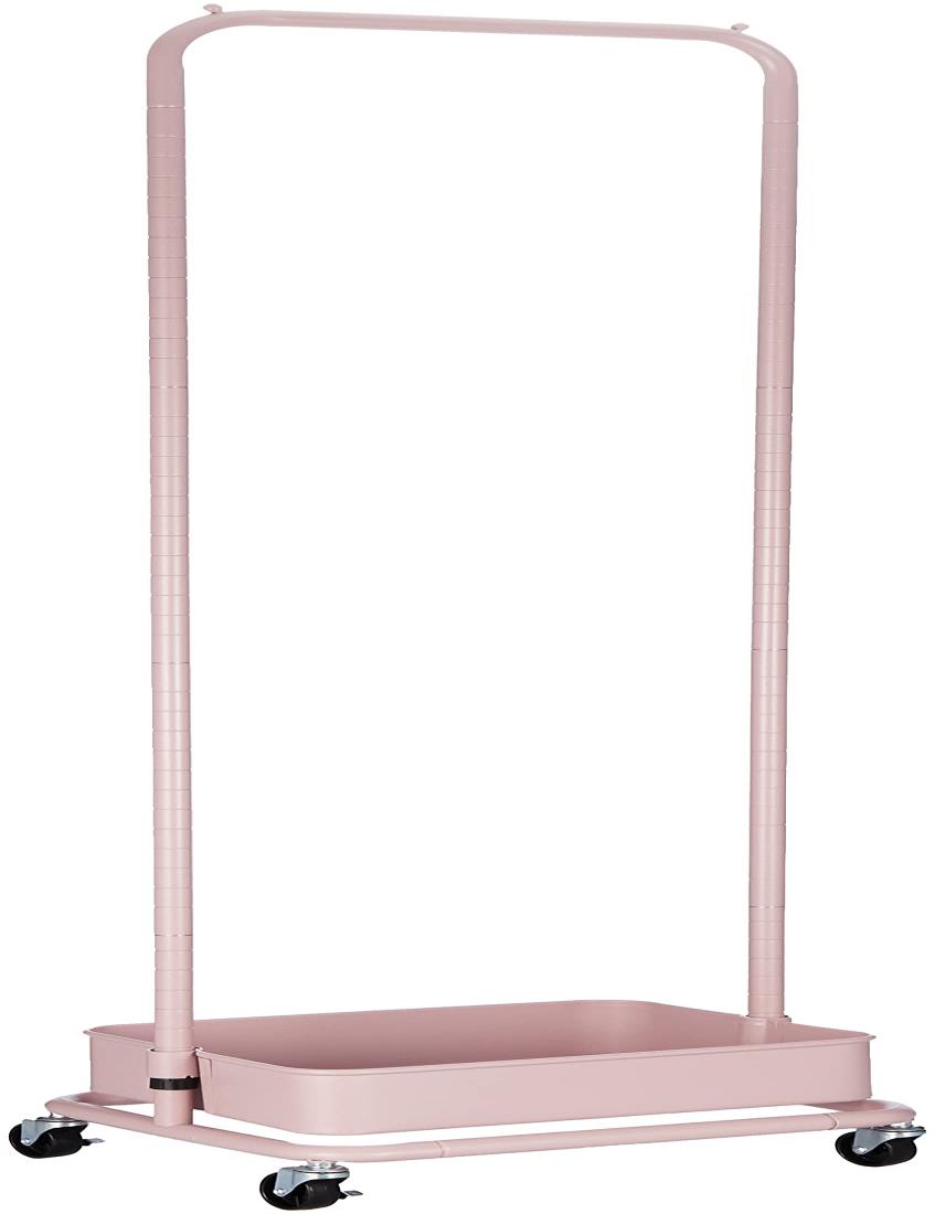 萩原(Hagihara) ハンガーラック ワゴン コートハンガー 【子供部屋収納】 キャスター付き メッシュタイプ スモ―キーピンク KR-3368PI