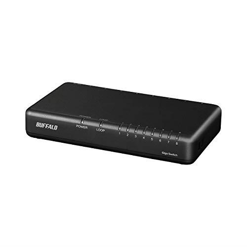 バッファロー BUFFALO Giga対応 プラスチック筐体 AC電源 8ポート LSW6-GT-8EPL/BK ブラック スイッチングハブ ローコストモデル 壁掛け設置対応