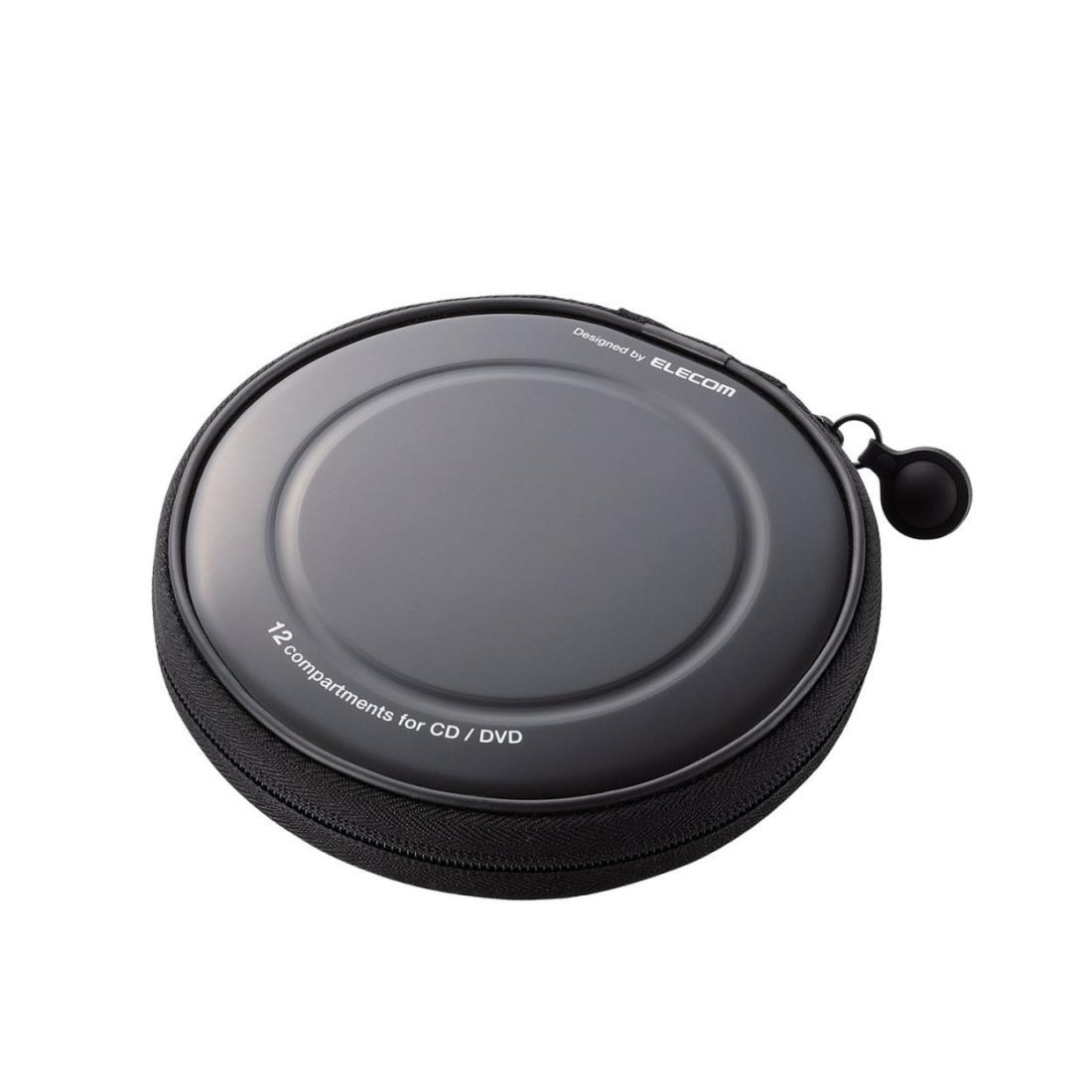 エレコム D V D CDケース セミハード ファスナー付 12枚収納 ブラック CCD-H12BK