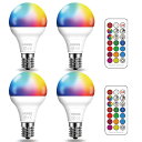 HEKEE LED電球 E17 口金 550LM 50W相当 電球色2700K リモコン RGB 16色 2つのモード 変更電球(4個セット)