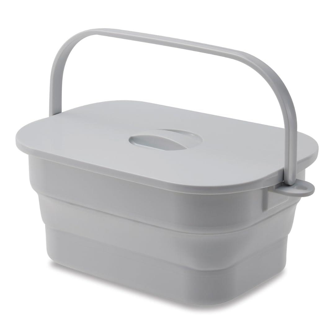 イセトウ(Isetou) 折りたためるつけ置き洗いバケツ グレー 7L 洗濯板付 たたんでコンパクト 吊り下げ用..