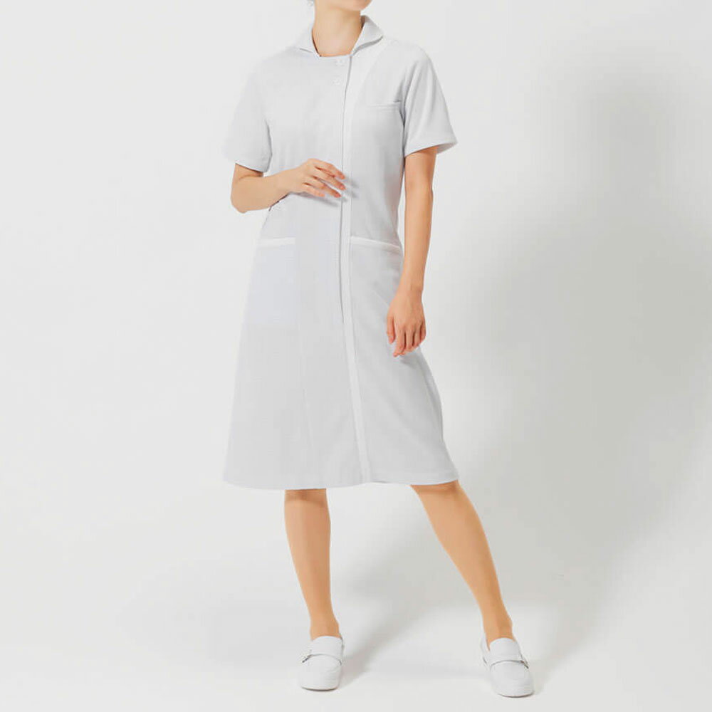 ショールカラーワンピース【上質 上品 高級 医療 ナース 看護師 白衣 女性 ユニフォーム エステ サロン 受付 制服 クリニック 美容 ナースリー 人気 おすすめ かわいい ホワイトリリー 】1149 2