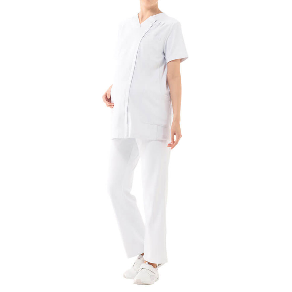 マタニティ アクティブストレッチクールスクラブ【医療 ナース 看護 白衣 女性 クールマックス プレママ 前開き ナースリー】2510