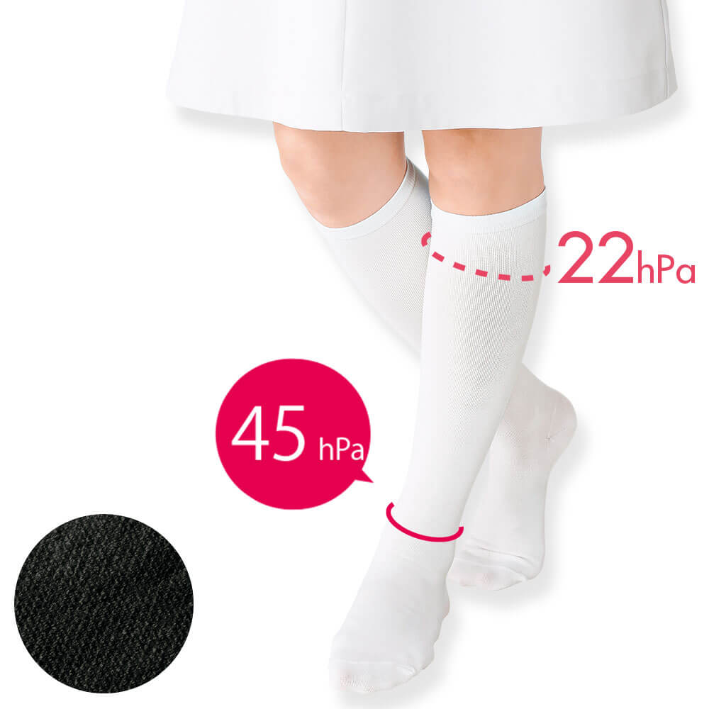 ゆったりさん専用 着圧ハイソックス(1足組/3足組)【着圧ソックス 大きいサイズ 医療用 白 靴下 看護師 介護 病院 立ち仕事 きつくない 白 黒 ナースリー...