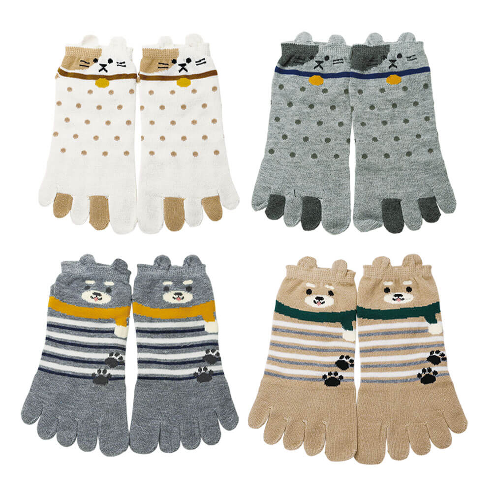 アニマル5本指スニーカーソックス 2足セット【医療用 白 ソックス 看護 介護 病院 靴下 ナース 女性 ナースリー】15907