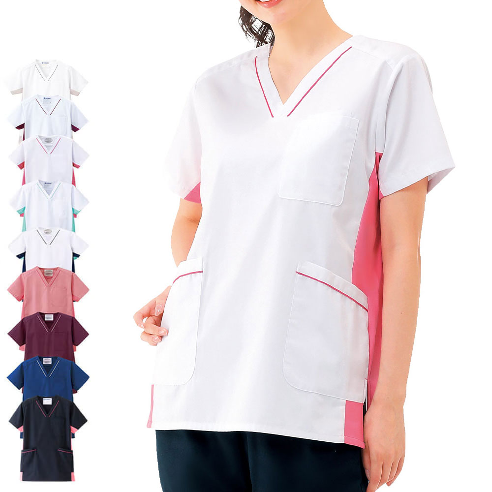 ストレッチ切替スクラブ【医療 ナース 看護師 白衣 レディース メンズ 女性 男性 男女兼用 ナースリー ..