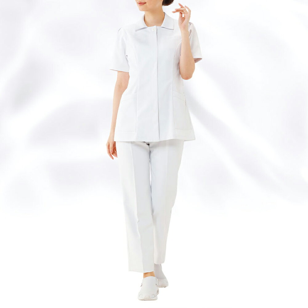 【18日限定!ポイント最大4倍】制電クールストレッチ 定番ジャケット【医療 ナース 看護 白衣 女性 涼しい 透け 半袖 病院 ユニフォーム 制服 レディース ナースリー 人気 おすすめ】◆ kokohaku-10011262 ナースリー/白衣ナースシューズ サンプル画像3