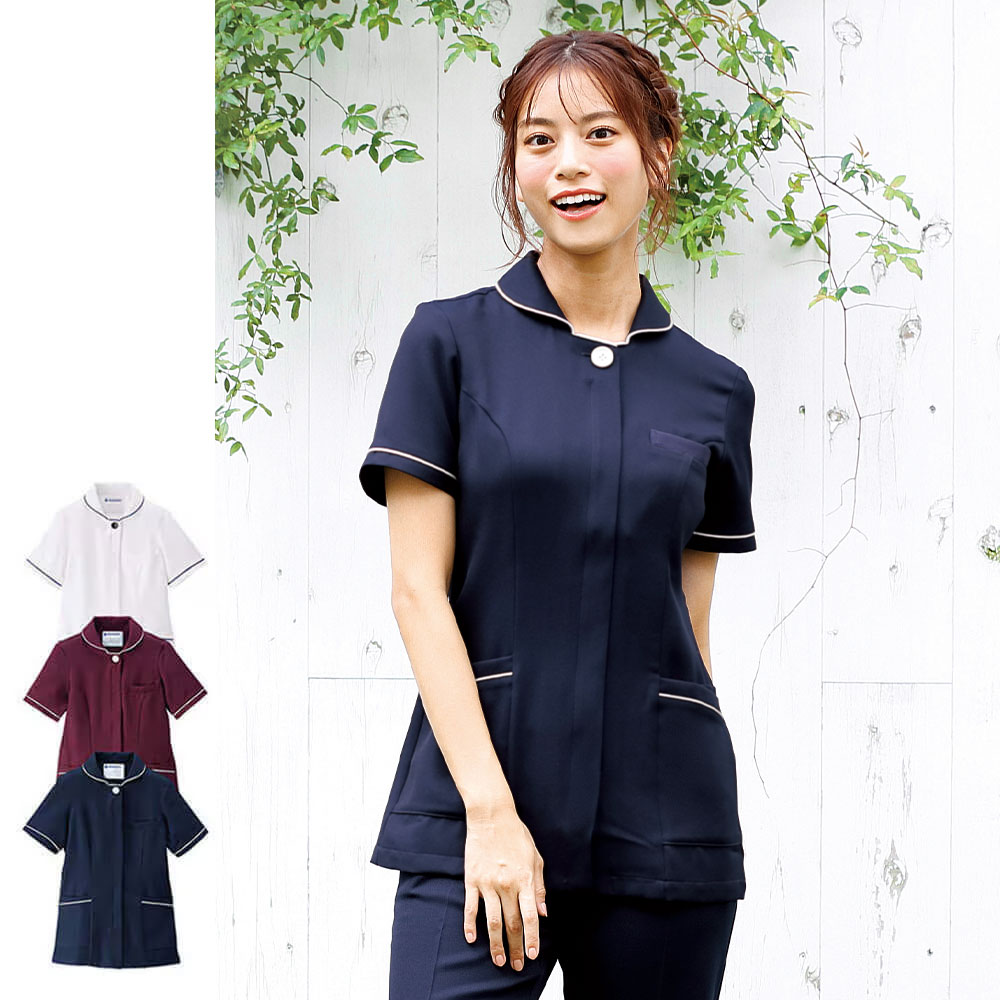 ナースリーエアリーテクスチャー 配色パイピングジャケット【医療 ナース 看護 白衣 女性 ナースリー 人気 おすすめ】2479