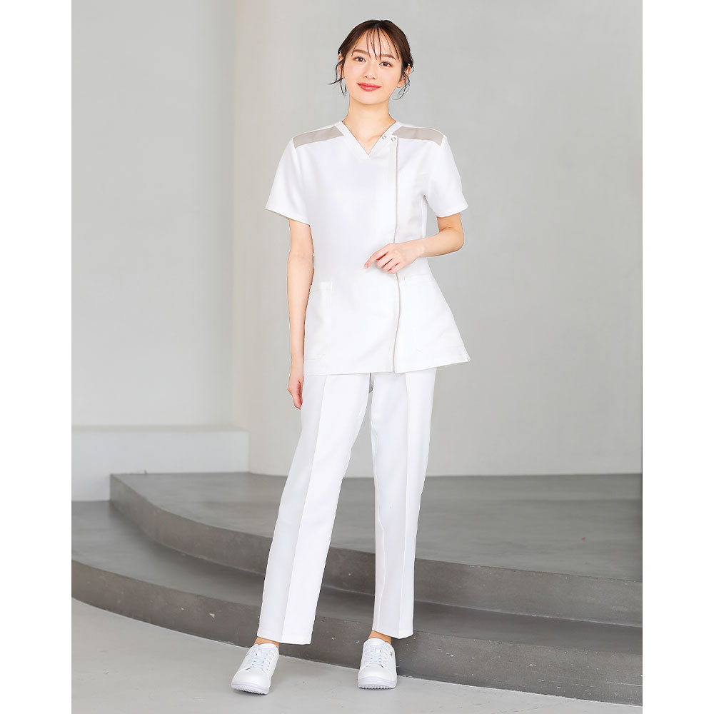 ナノ・ユニバース スクラブオープンジャケット(S〜3L)【医療 ナース 看護 白衣 女性 スクラブ 前開き シンプル エステ ユニフォーム おしゃれ おすすめ ナノユニバース nanouniverse ナースリー 人気】NU2537 2