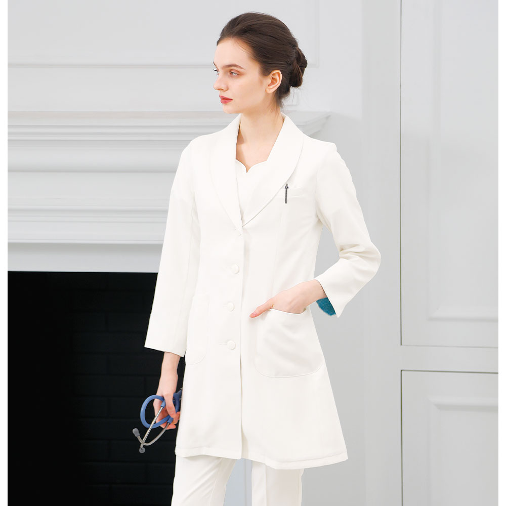 ユミカツラ ドクターコート(YK2553) 【医療 ナース 看護 白衣 女性 ナースリー 人気 おすすめ】 YK2553
