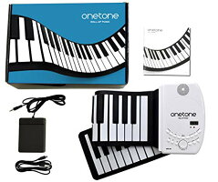 ONETONE ワントーン ロールピアノ (ロールアップピアノ) 61鍵盤 スピーカー内蔵 充電池駆動 トランスポーズ機能搭載 MIDI対応 OTR-61 サスティンペダル/日本語マニュアル付属
